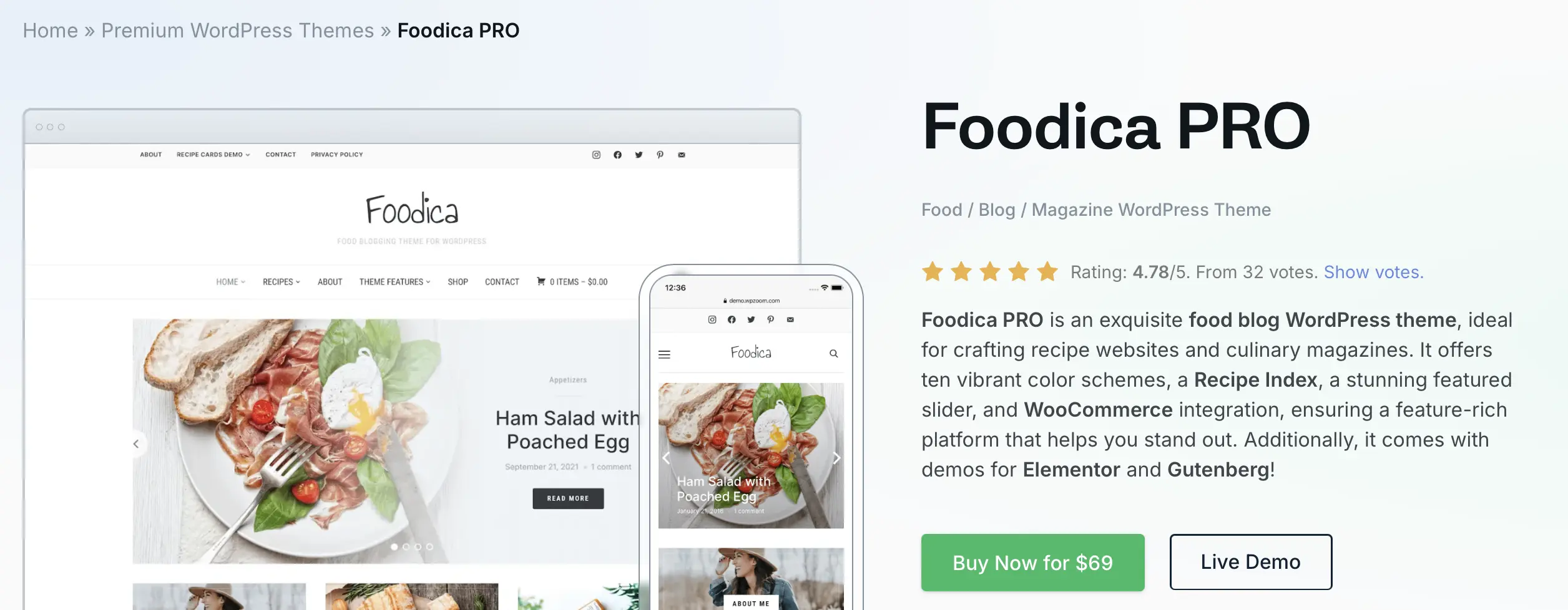 Bild: WordPress-Template Foodica von WPZOOM