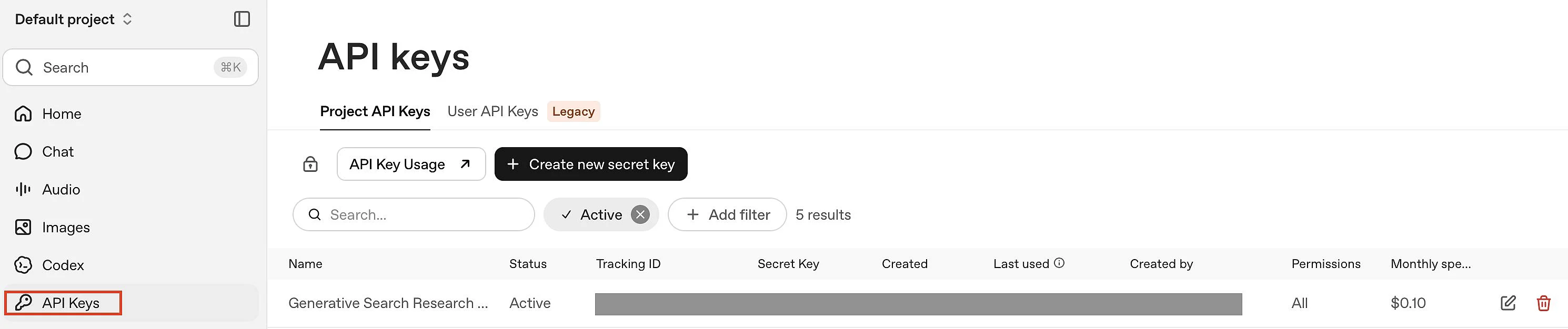 OpenAI: Liste aller API-Keys Bild: OpenAI: Liste aller API-Keys