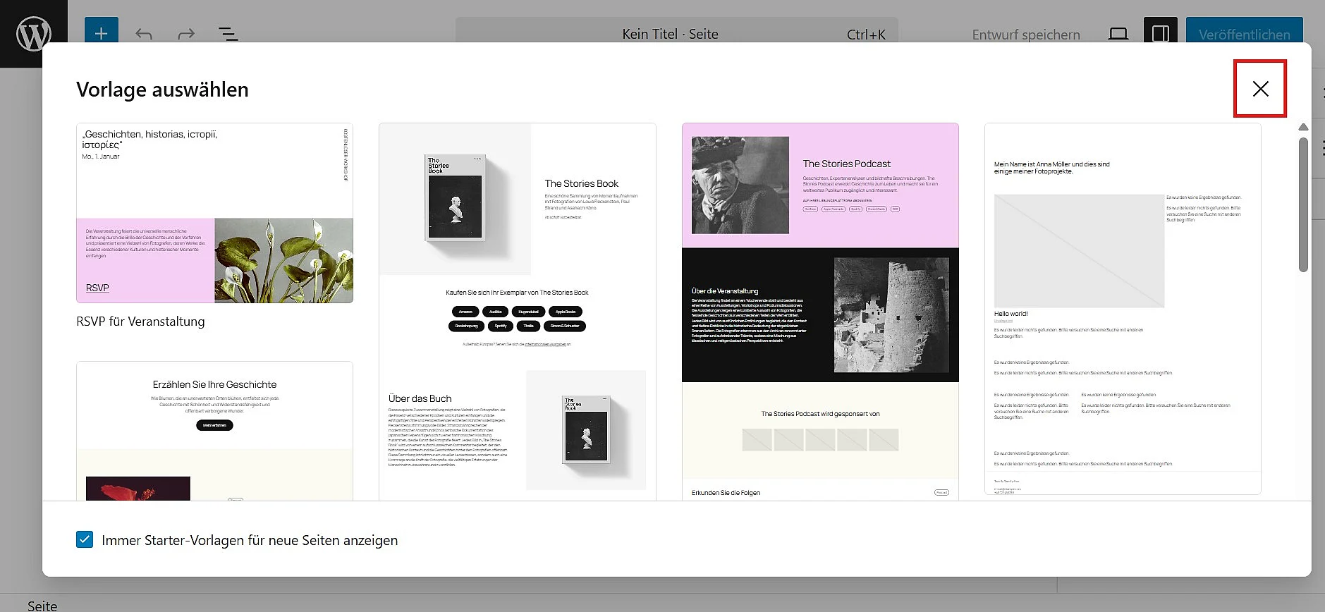 Die WordPress-Funktion „Blank page“ zur Seitenerstellung Bild: Die WordPress-Funktion „Blank page“ zur Seitenerstellung