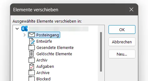 Bild: Elemente verschieben in Outlook