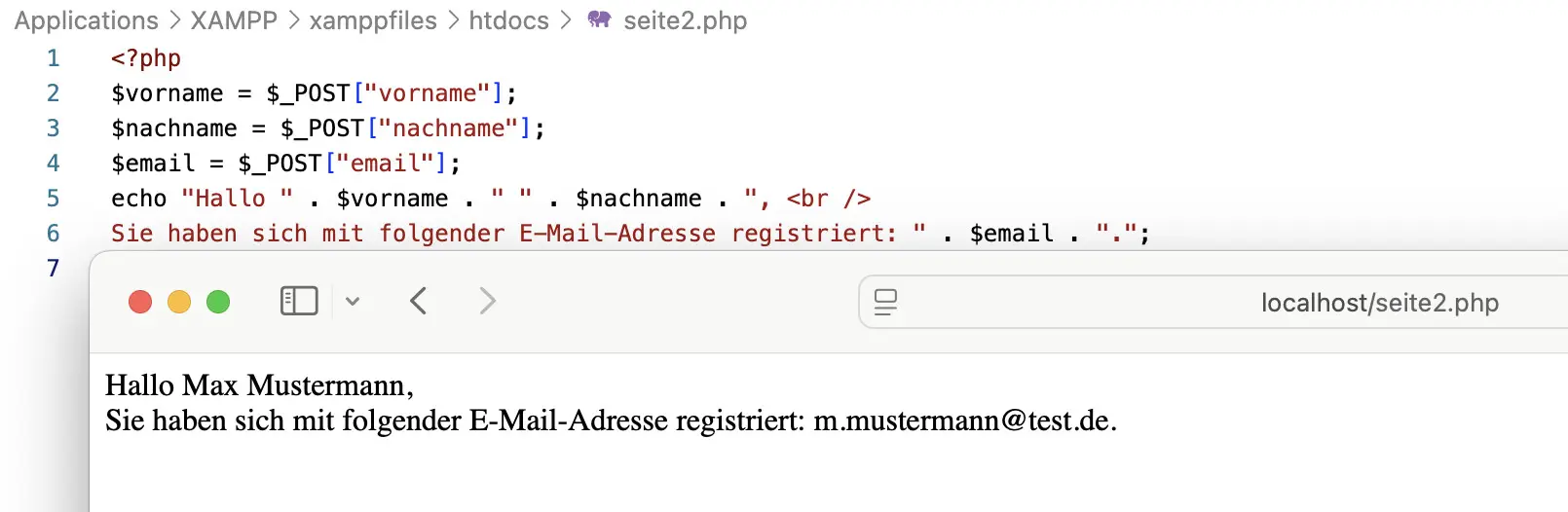 Bild: Ausgabe der Benutzerdaten