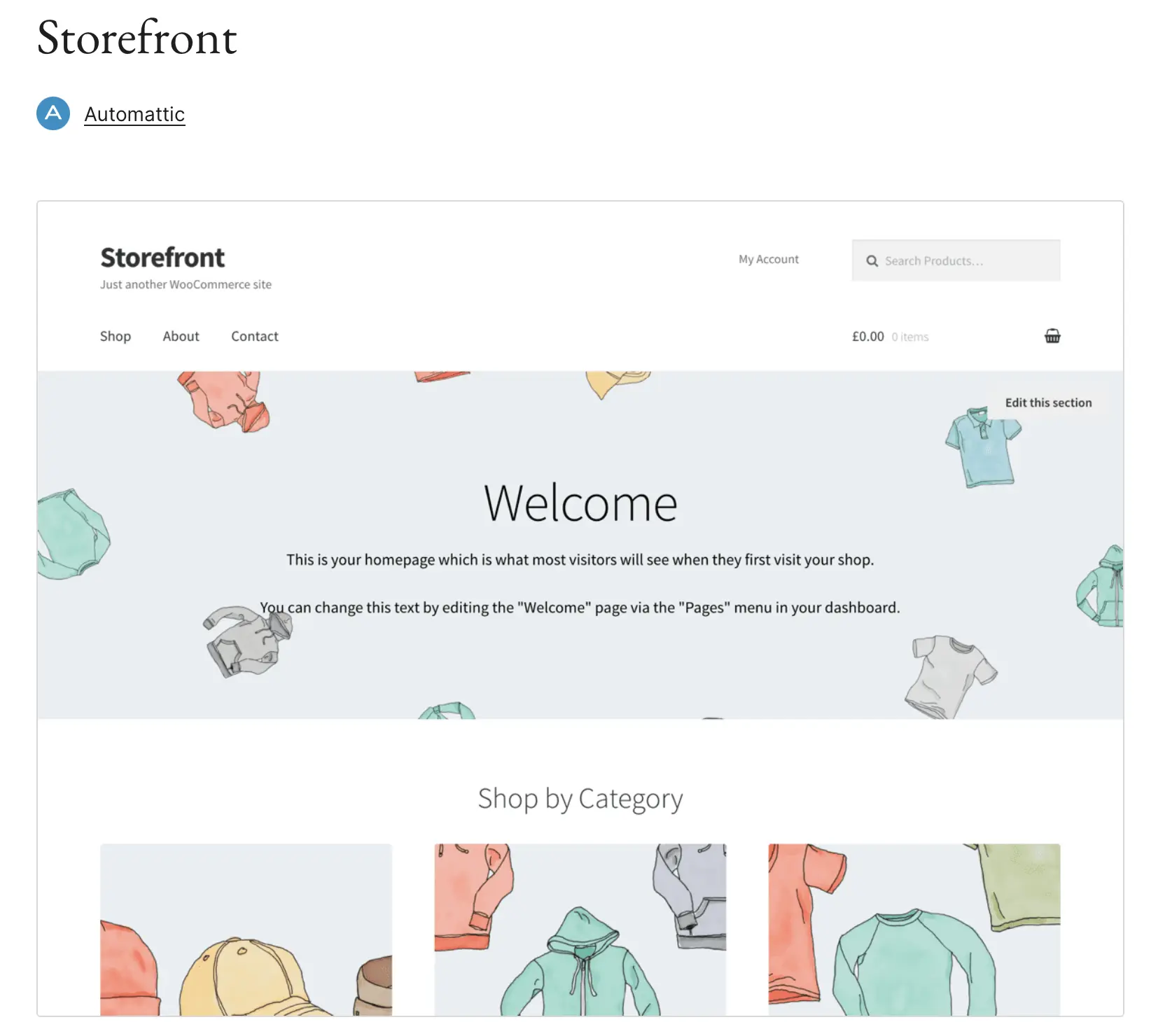 Bild: Vorschau des WordPress-Themes Storefront auf WordPress.org
