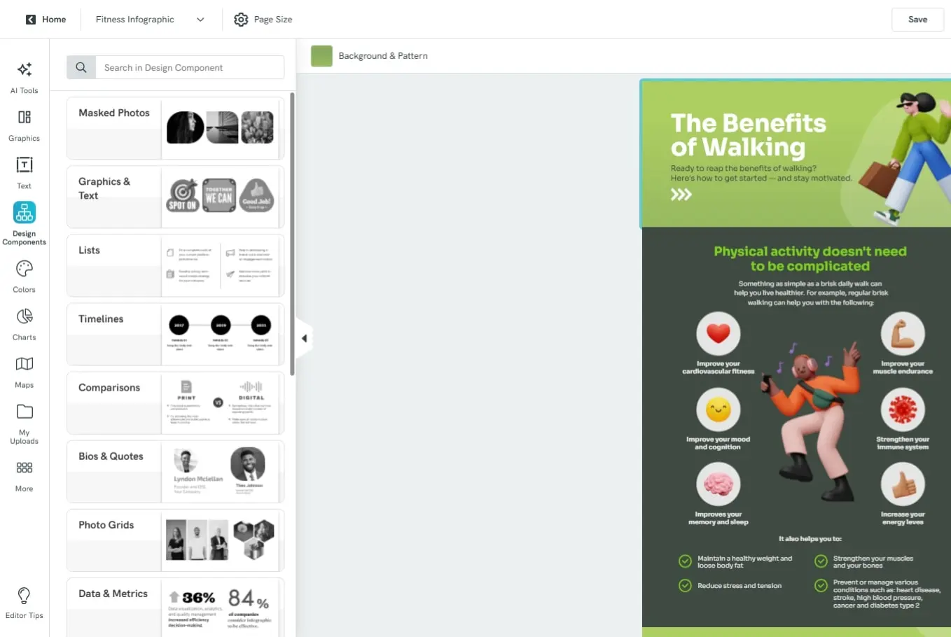 Benutzeroberfläche von Piktochart Bild: Benutzeroberfläche von Piktochart