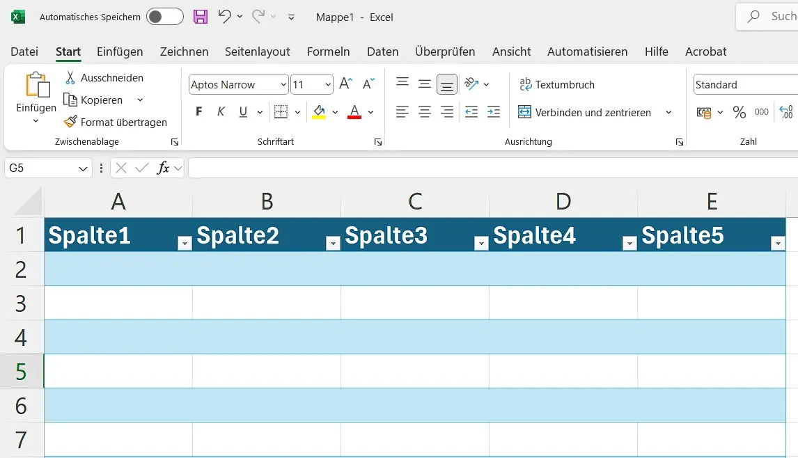 Bild: Screenshot von Microsoft Excel