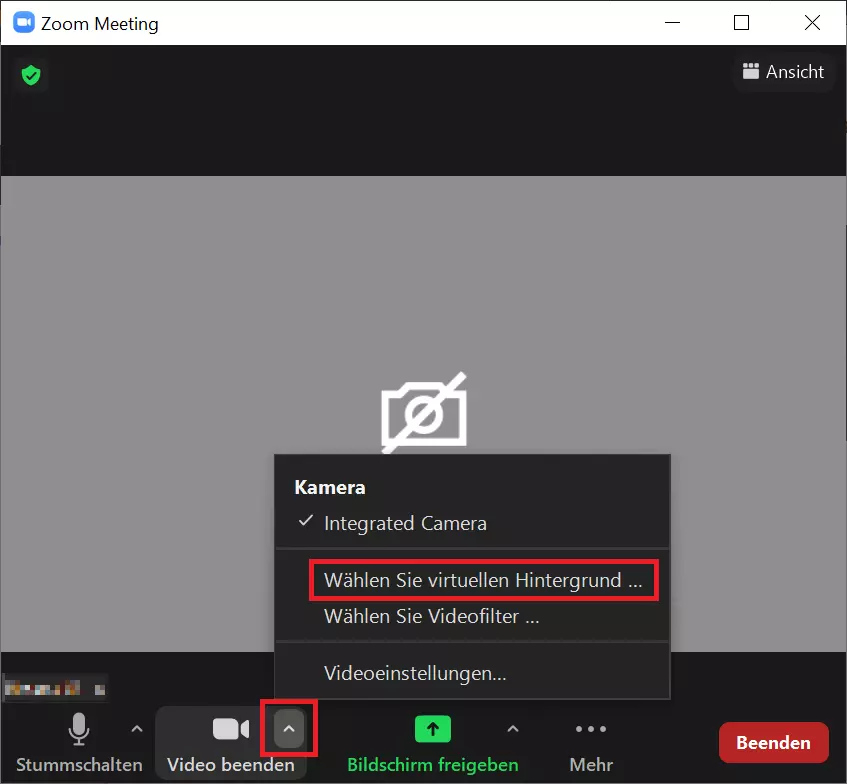 Zoom-Hintergrund während eines Meetings ändern