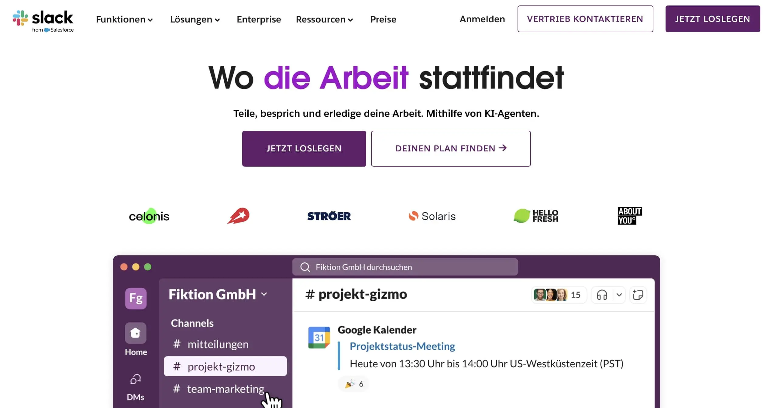 Screenshot der Homepage von Slack Bild: Screenshot der Homepage von Slack