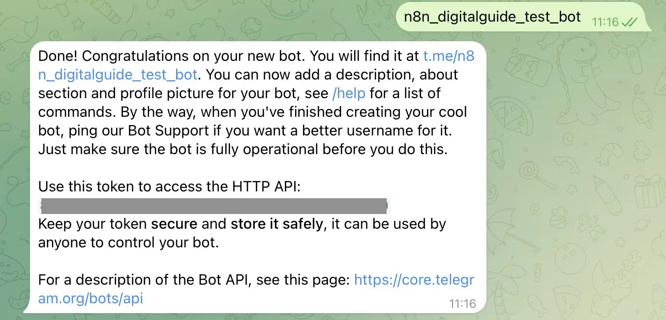 Bild: Telegram BotFather: Token