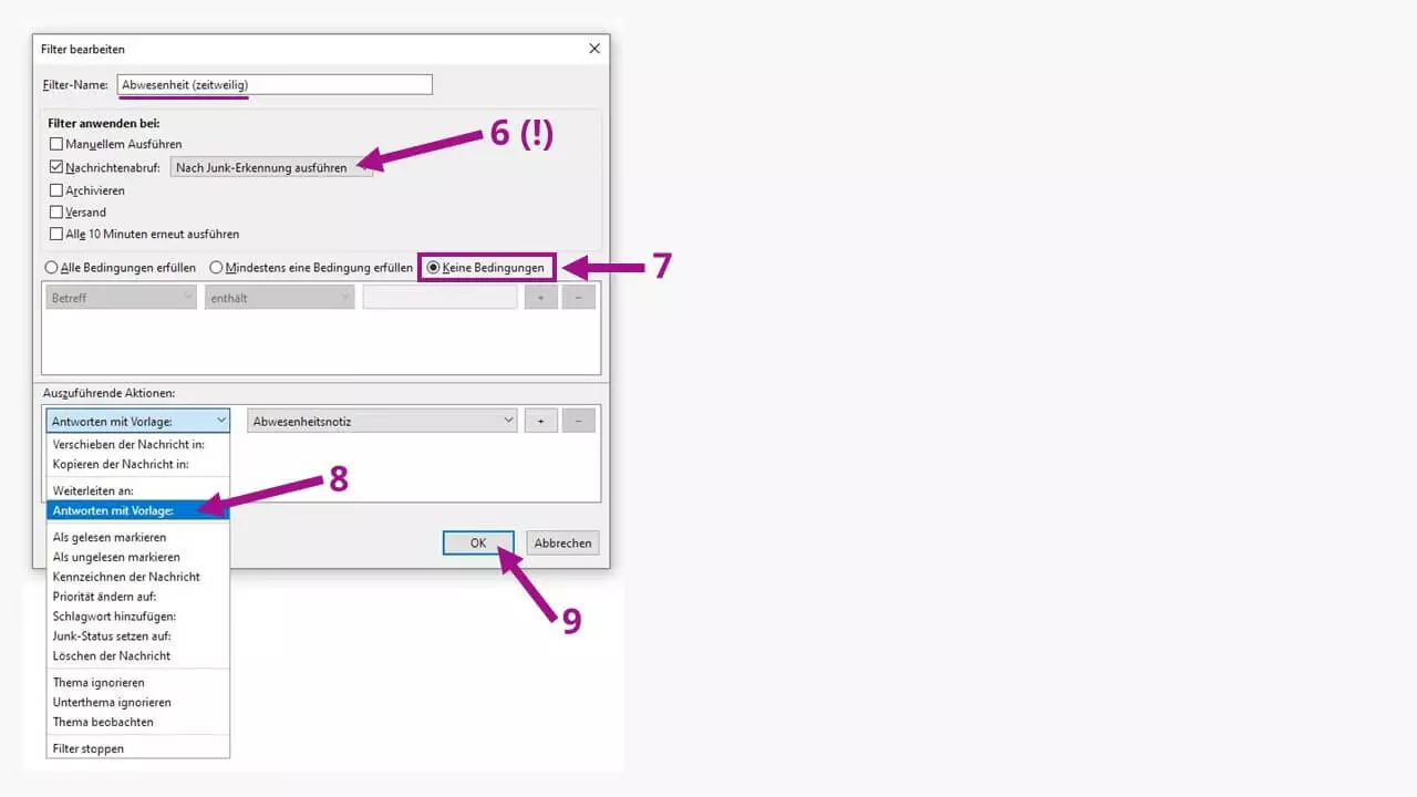 Thunderbird Abwesenheitsnotiz: Filter im Detail konfigurieren