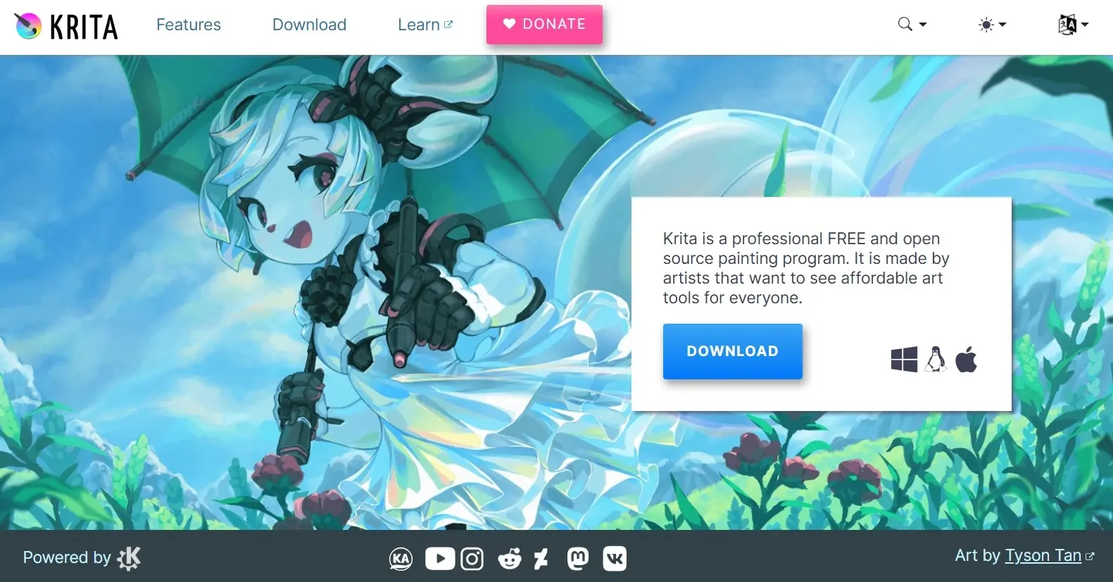 Krita-Website Bild: Krita-Website