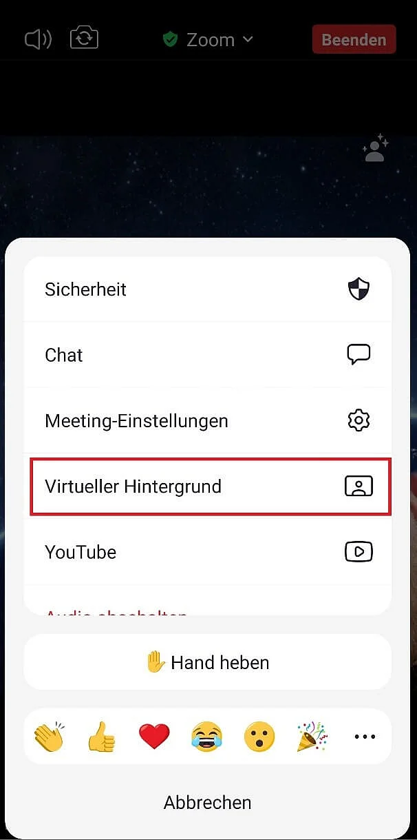 Bild: Meeting-Einstellungen in der Zoom-Android-App