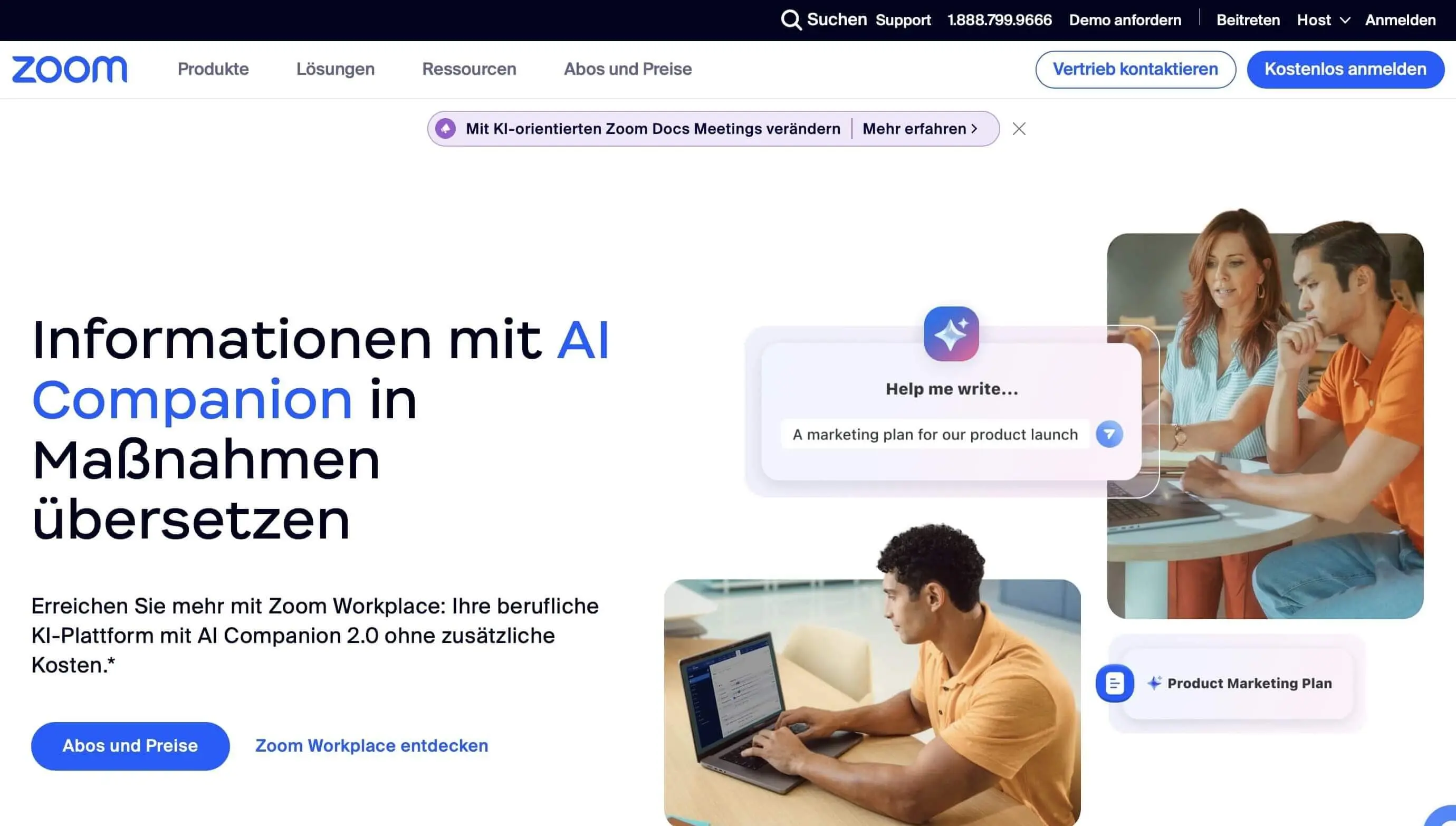 Bild: Screenshot der Zoom-Website