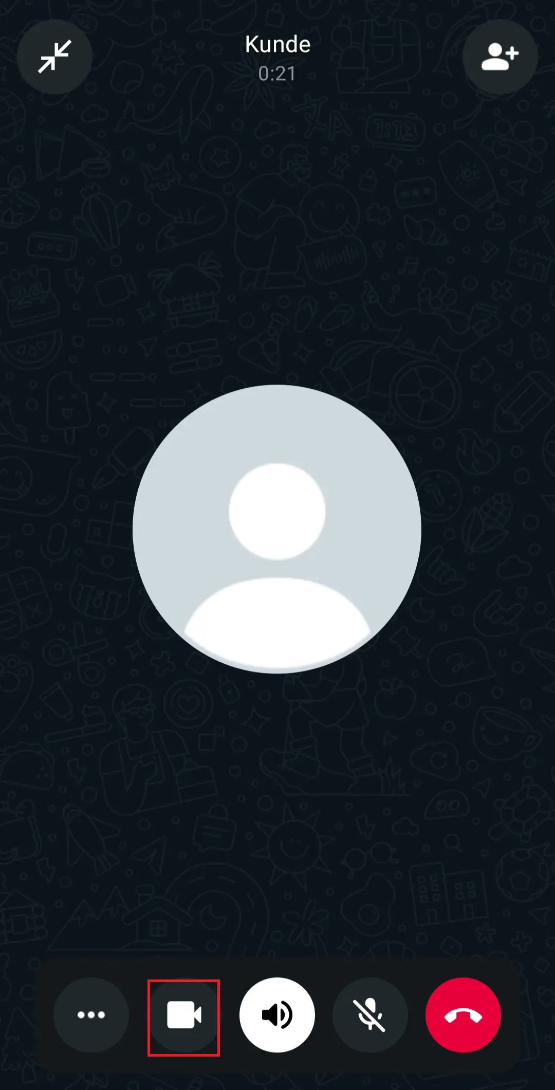 WhatsApp: Kamera-Symbol zum Wechsel in Videoanruf Bild: WhatsApp: Kamera-Symbol zum Wechsel in Videoanruf
