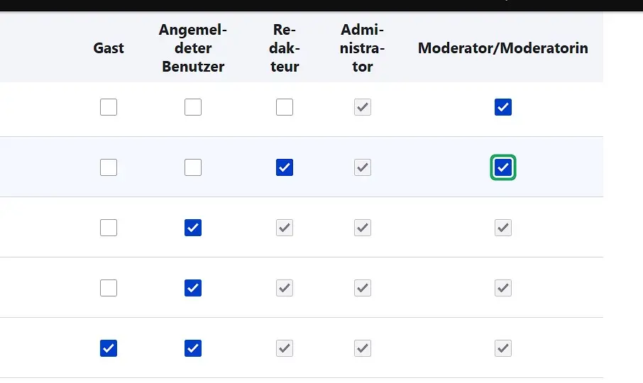 Drupal-Menü zum Festlegen von Berechtigungen Bild: Drupal-Menü zum Festlegen von Berechtigungen