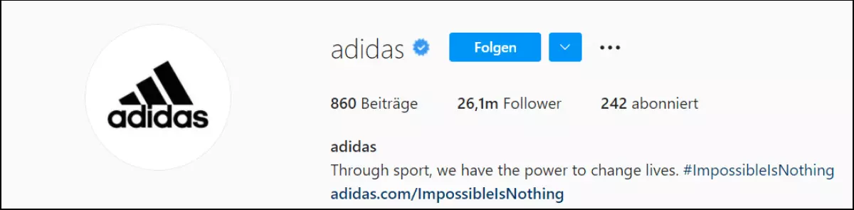 Bild: Instagram-Bio von adidas