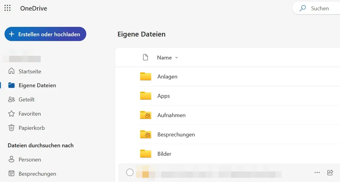 Bild: Microsoft OneDrive for Business: Benutzeroberfläche der Web-App