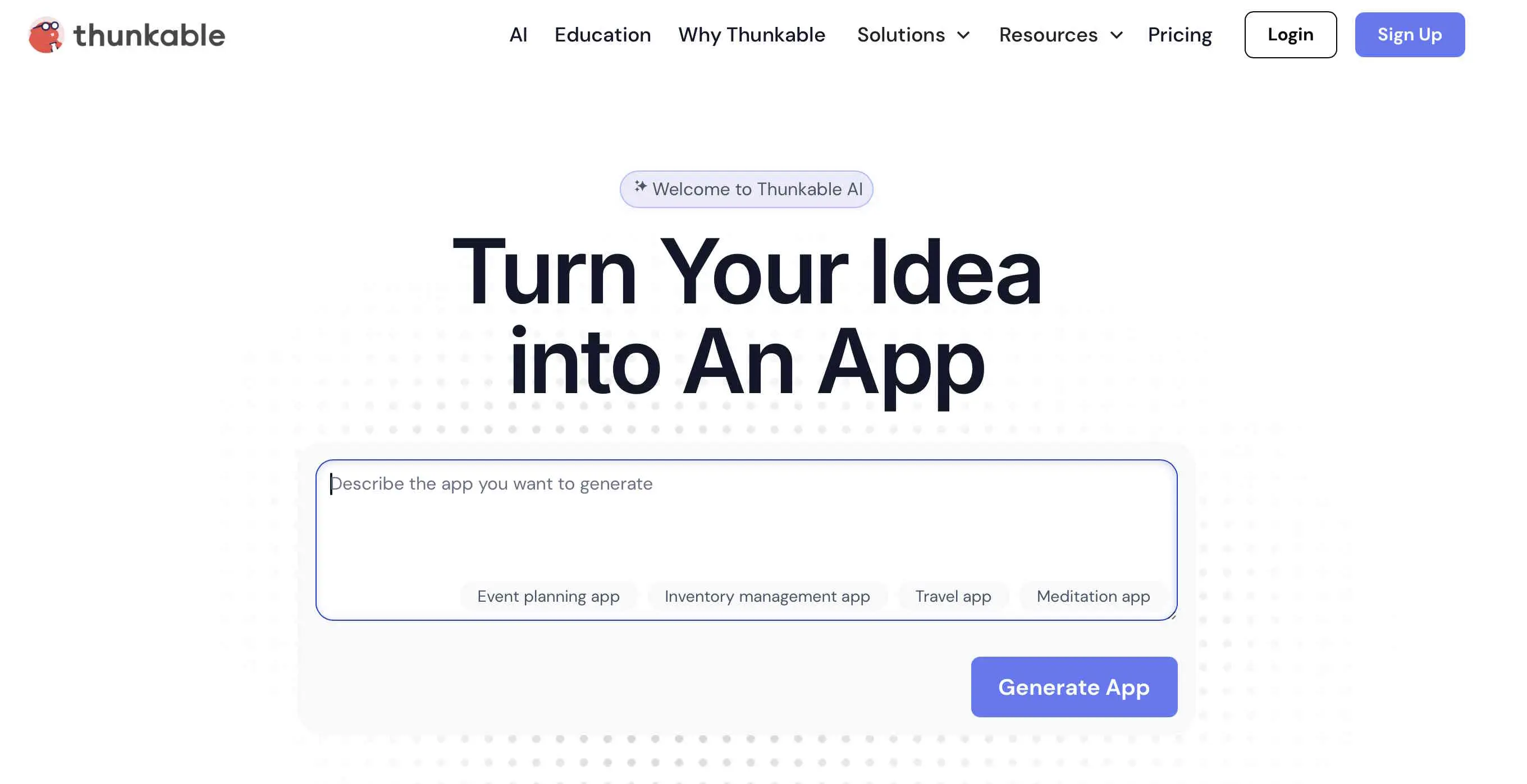 Homepage von Thunkable Bild: Homepage von Thunkable