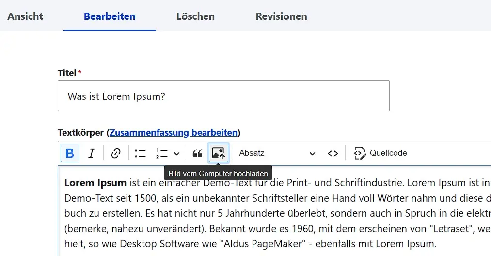 Drupal-Editor: „Bild vom Computer hochladen“ Bild: Drupal-Editor: „Bild vom Computer hochladen“