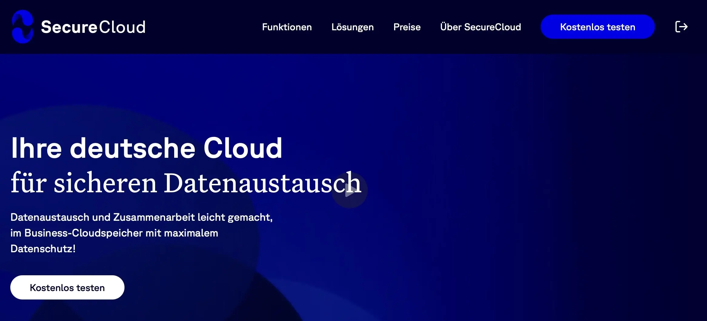 Bild: SecureCloud: Website-Screenshot