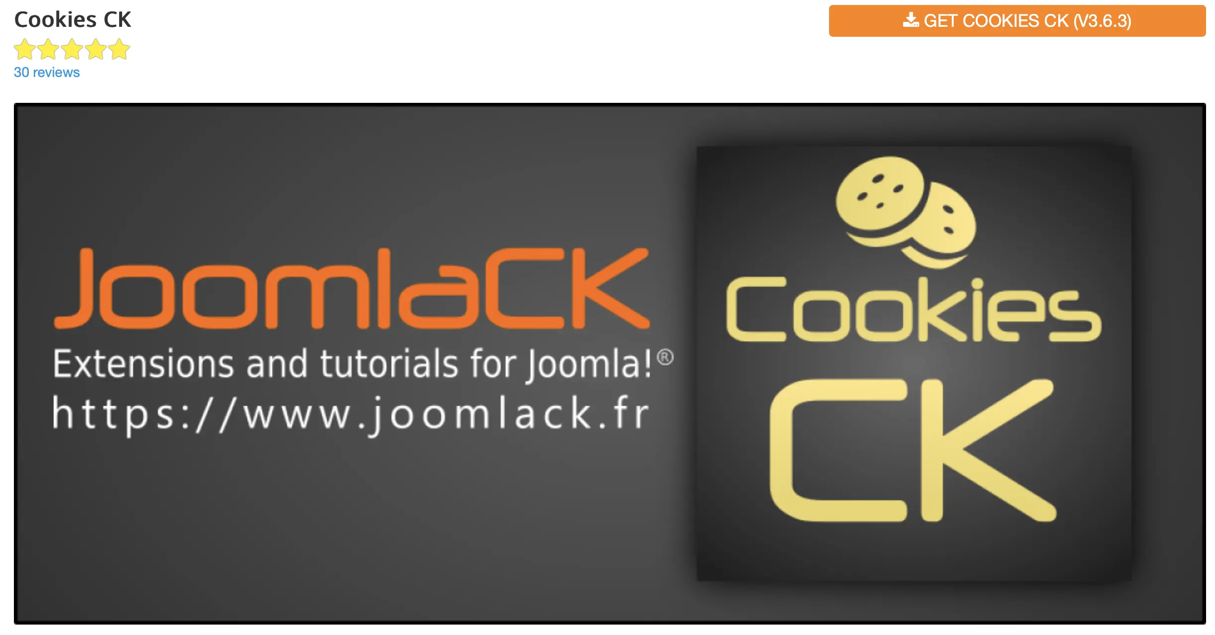 Bild: Website-Screenshot des Joomla-Cookie-Plugins Cookies CK