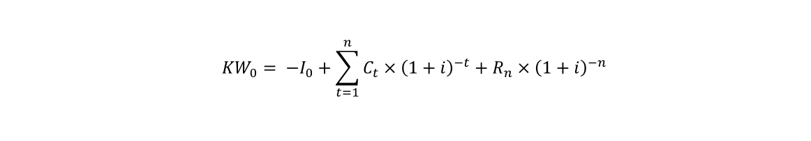 Formel zur Berechnung des Kapitalwerts (alternative Schreibweise)