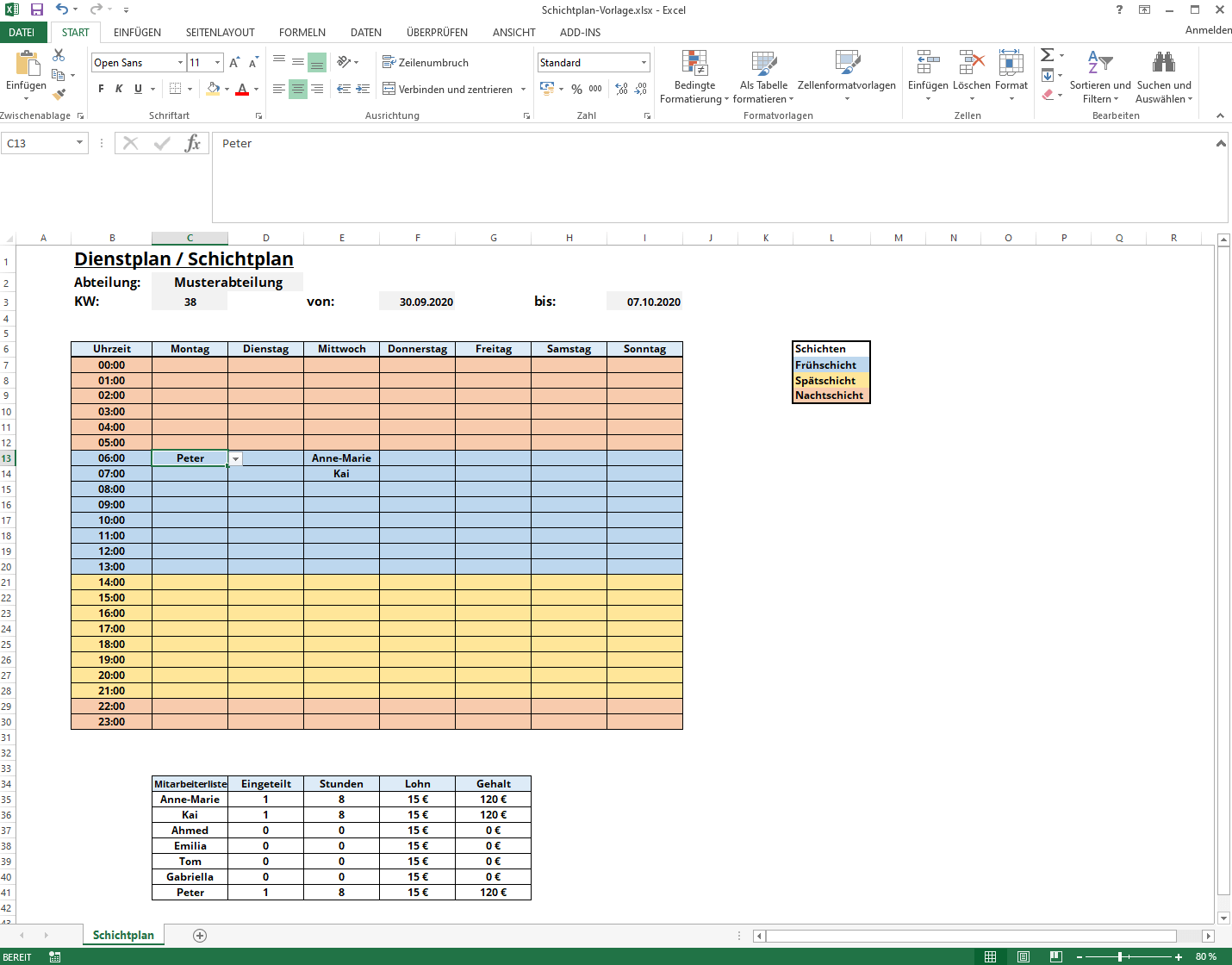 Schichtplan erstellen | Kostenlose Excel-Vorlage zum ...