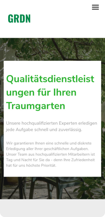 mobile Vorlage Gartenbau Dienstleistungen